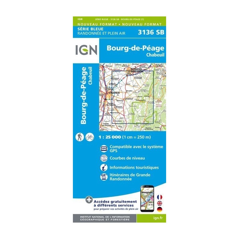 Carte IGN Série Bleu Bourg de Péage - Chabeuil 3136 SBCarte IGN Série Bleu Bourg de Péage - Chabeuil 3136 SBIGNCroque Montagne