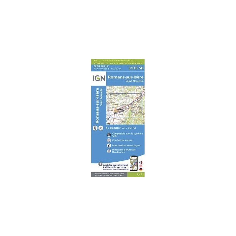 Carte IGN Série Bleu Romans sur Isère - Saint Marcellin 3135 SB Carte IGN Série Bleu Romans sur Isère - Saint Marcellin 3135 SB