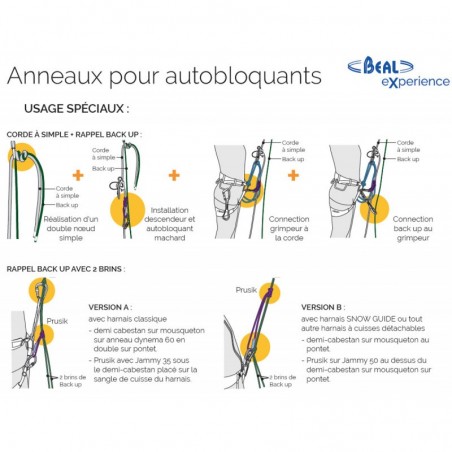 BEAL Anneau JAMMY – Autobloquant Prusik/Machard – 22kN, 35/50/60cm – Escalade Et Mouflage