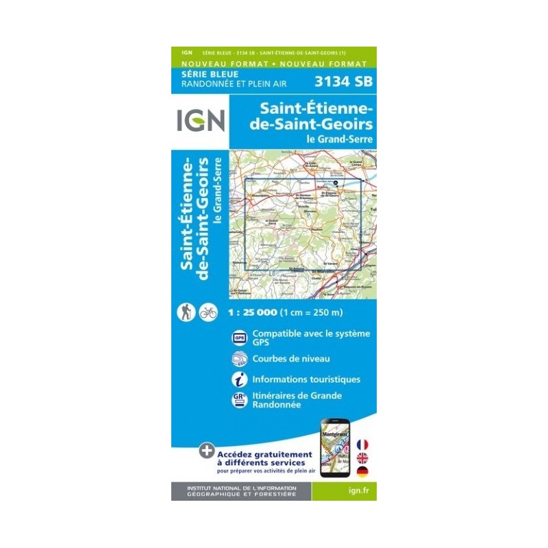 Cartes de randonnée IGN Série Bleue Saint-Etienne-de-Saint-Geoirs