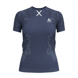 T-shirt respirant femme Ceramicool Blackcomb Pro Blue Indigo OdloODLOCroque Montagne