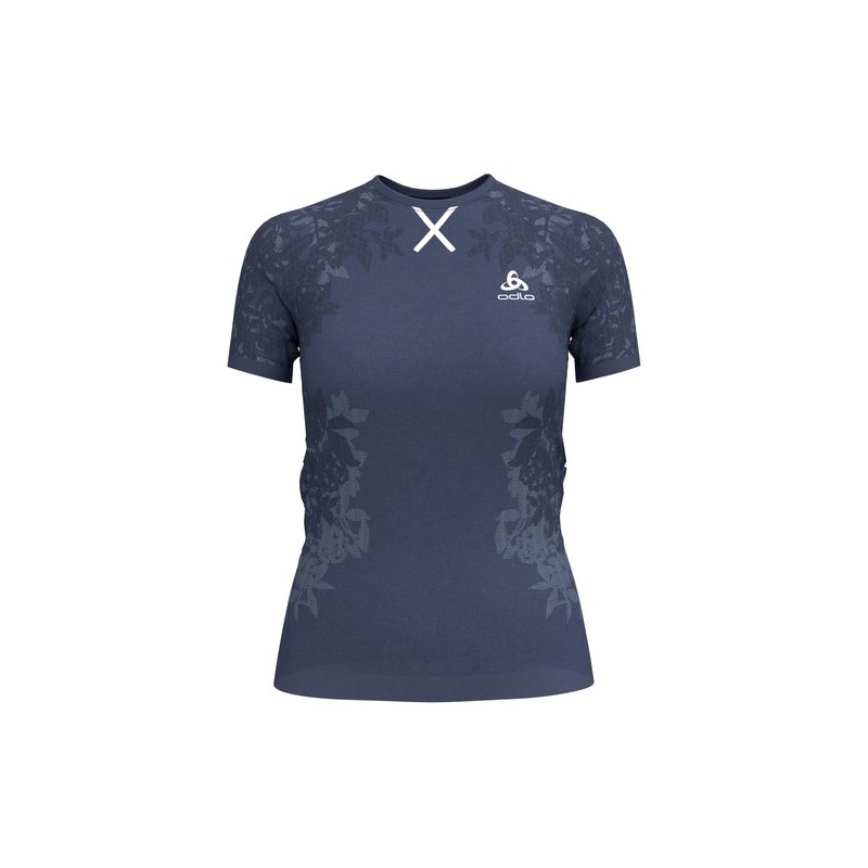T-shirt respirant femme Ceramicool Blackcomb Pro Blue Indigo OdloODLOCroque Montagne