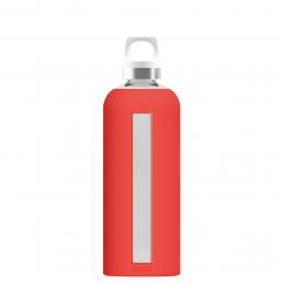 Gourde en verre bouchon à vis Star 850ml SIGG + protection silicone rouge