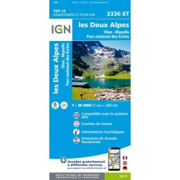 Cartes de randonnée IGN TOP 25 les 2 alpes, Olan, Muzelle, Parc naturel des Ecrins