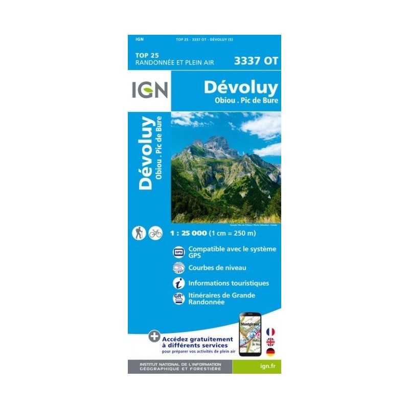 Cartes IGN TOP 25 Dévoluy, Obiou, Pic de Bure 3337 OT Cartes IGN TOP 25 Dévoluy, Obiou, Pic de Bure 3337 OT