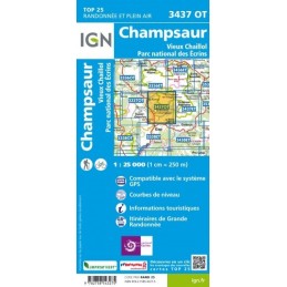 Cartes de randonnée IGN TOP 25 Champsaur, Vieux Chaillol, Parc des Ecrins 3437 OTIGNCroque Montagne