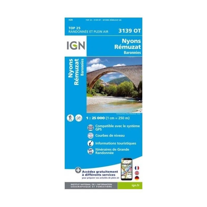 Carte IGN 3139OT Nyons Rémuzat et Baronnies Parc naturel des Baronnies Provençale