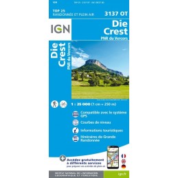 , Carte IGN Top 25 Die Crest 3137 OT, IGN, Croque Montagne, Carte IGN Top 25 Die Crest 3137 OT, IGN, Croque Montagne