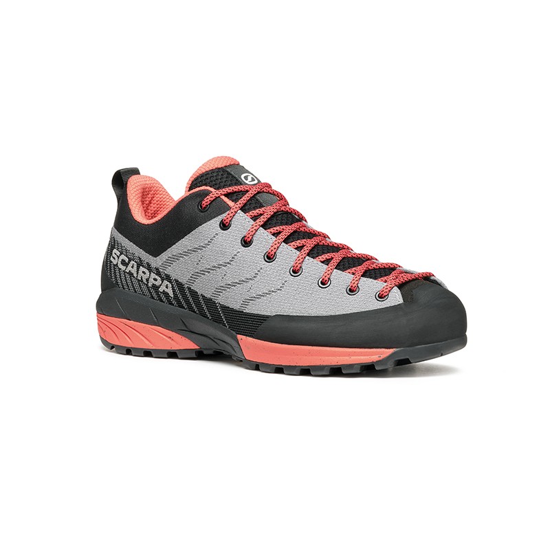 , Chaussures d'approche femme Mescalito Planet light Gray Coral Scarpa, SCARPA, Croque Montagne