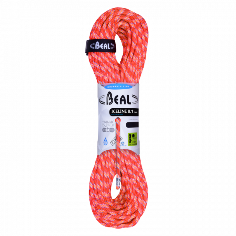 Corde Ice Line 8.1mm Golden Dry 50m Beal, Corde Ice Line 8.1mm Golden Dry 50m Beal, BEAL, Croque Montagne