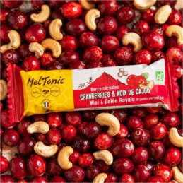 , Barre céréales bio Cranberries et noix de cajou Meltonic, MELTONIC, Croque Montagne